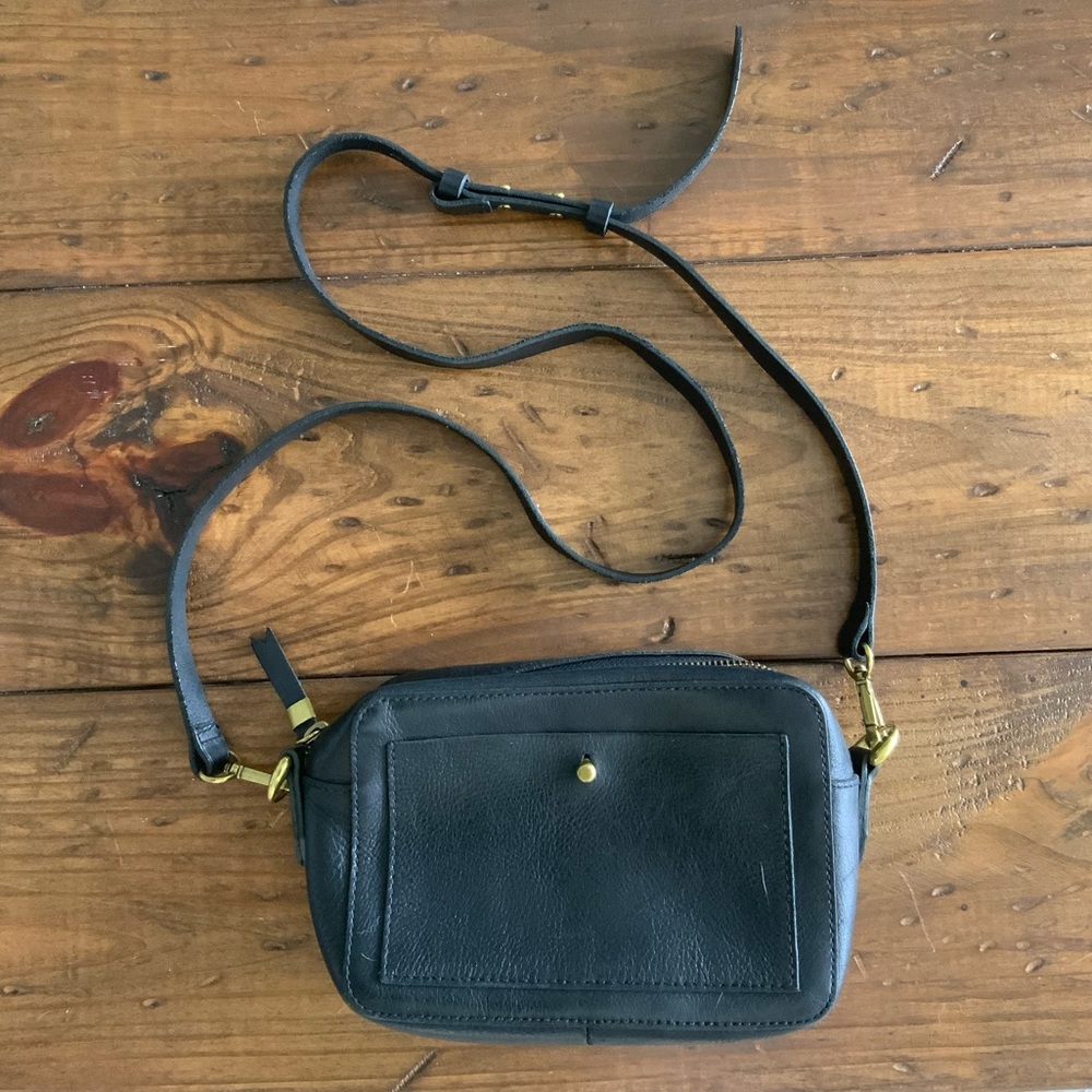 Madewell Black Leather Camera Bag